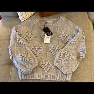 Gray Knit Heart Valentines Day Sweater